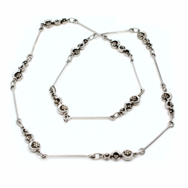 Designer Stab-Kette vintage 925 Silber Front 3