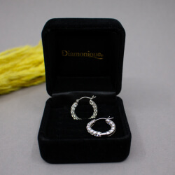 Strahlende Diamonique Creolen 925 Silber, inkl. OVP Diamonique 925er Creolen Box