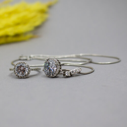 DIAMONIQUE 925er Sterling-Silber Set