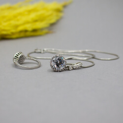 DIAMONIQUE 925er Sterling-Silber Set, Detail