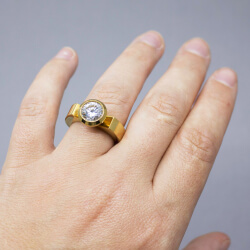 vergoldeter Edelstahl Ring 'Steel by Christ', Gr. 56 Edelstahl Ring vergoldet Christ