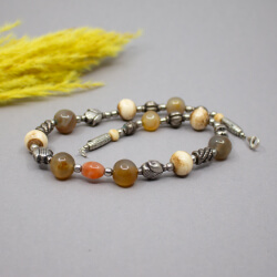 Ethno-Kette mit Achatkugeln, 925 Silber Schließe Ethno Halskette mit Achat Detail