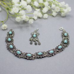 Trachtenschmuck in Filigrantechnik, 925/850 Silber florales vintage Set