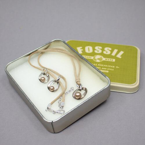 Fossil 925er Silber Set 'Leder'