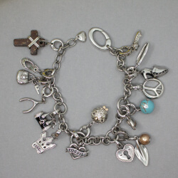 Fossil Steel Armband mit 16 Charms