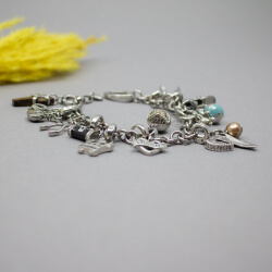 Fossil Steel Armband mit 16 Charms Front