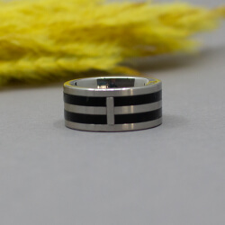 Edelstahl Ring von FOSSIL mit Kautschuk, Gr. 60 Fossil Edelstahl-Kautschuk Ring