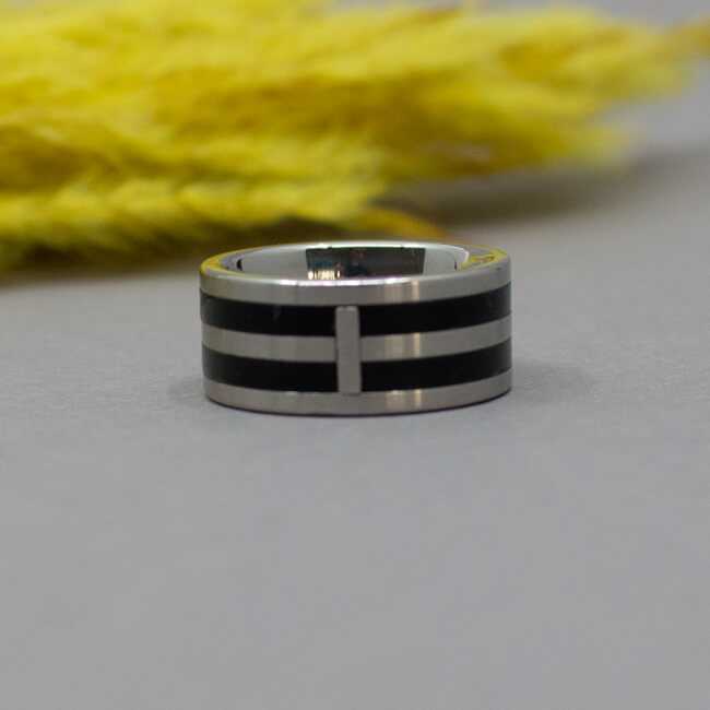 Fossil Edelstahl-Kautschuk Ring