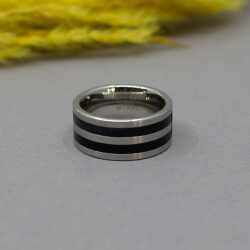 Fossil Edelstahl-Kautschuk Ring, Datail