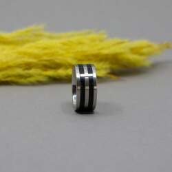 Fossil Edelstahl-Kautschuk Ring, stehend