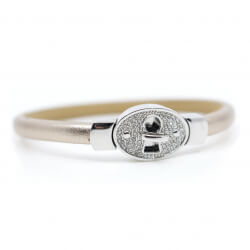 FOSSIL Leder Armband mit Glitzersteinchen FOSSIL Lederarmband Front