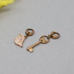 FOSSIL Paar Edelstahl Charm rosè, Schlüssel & Vogel Fossil rose Edelstahl Charms