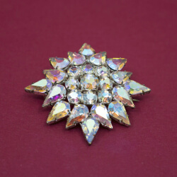 Vintage Sternen-Brosche Aurora Borealis Gablonz Gablonzer Vintage Brosche Detail
