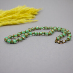 Venezianische Murano Glas Perlenkette, Grün & Gold Gablonzer Vintage gruene Halskette