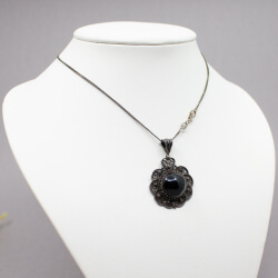 geschwaerzte Vintage Kette mit Onyx