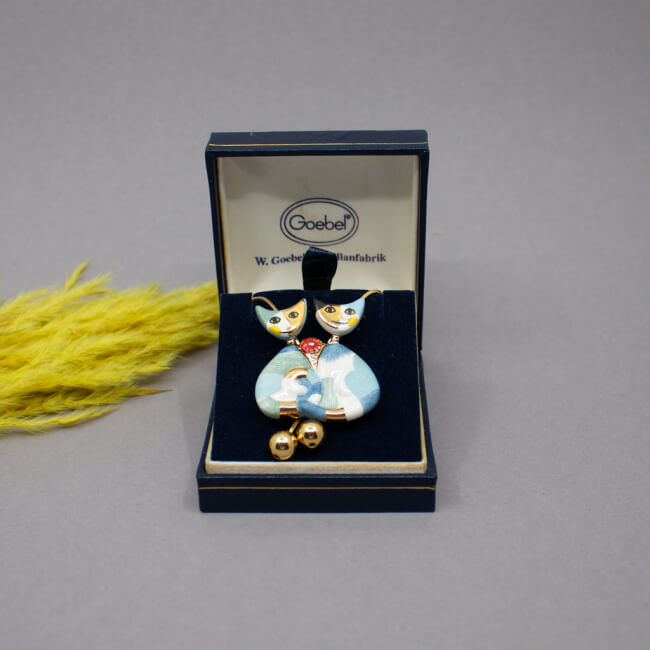 Goebel Halskette goldene Katzen Packung