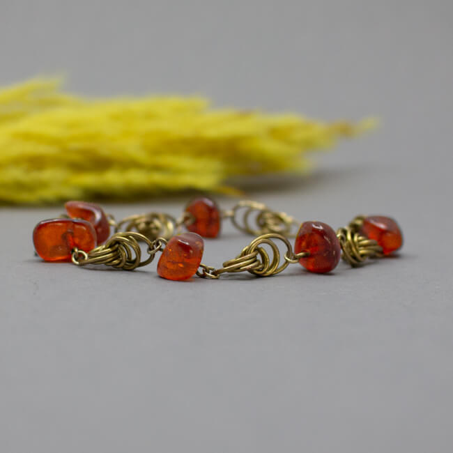 goldenes Bernstein Armband, Detail
