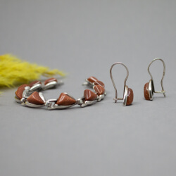 925er Silber Goldfluss Set, Armband Ohrringe, Detail
