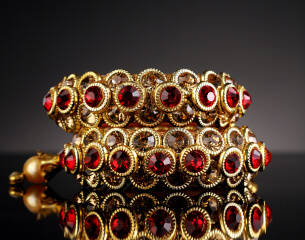 Golschmuck mit Rubinen