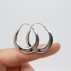 Moderne Unisex Mondsichel Creolen 925 Silber große 925er Unisex-Creolen