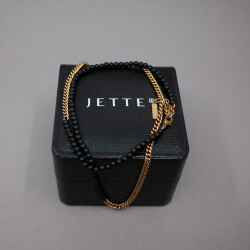JETTE Damen Kette in Roségold & Schwarz, inkl. OVP JETTE Lavastein Halskette