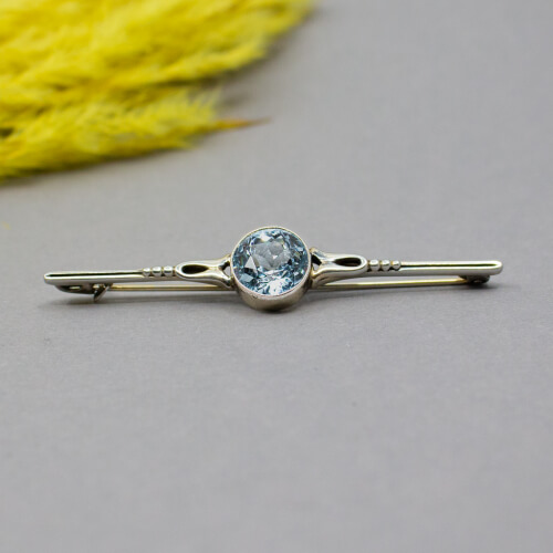Jugendstil Brosche 835er Silber mit syn Spinell