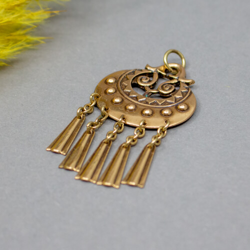 Vintage Kalevala Koru Bronze Anhänger 'Mondgöttin' Detail