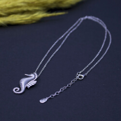 Strandfein Kette 925 Sterlingsilber - Neuware Kette 'Strandfein' Seepferdchen Detail