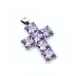 Amethystfarbener Kreuz-Anhänger 925 Sterlingsilber Kreuz 925 Silber amethystfarben Front