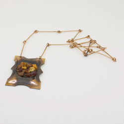 Vintage Kupferkette mit Bernsteinsplitter