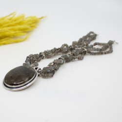 Labradorit Collier mit 925er Silber Ethno-Style
