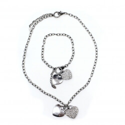 Manguun Edelstahl Zirkonia-Set, Kette + Armband Mangoon Schmuckset Steel Front 2