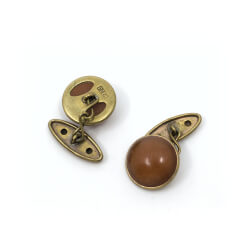 Art Decó vergoldete Manschettenknöpfe mit Koralle Bild 2 Manschettenknöpfe Koralle Detail