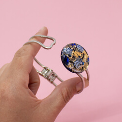 Armspange mit Klappscharnier und Muranoglas Element Bild 3 Morano Glas Anspange