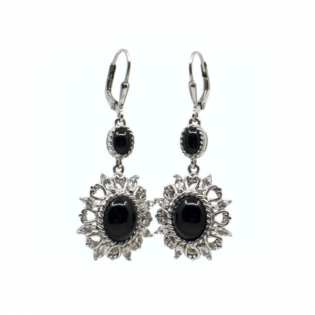 Ohrringe 925 Silber Onyx Front