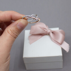 Pandora Ringe 'Wishbone' 925 Silber, MET Roségold Pandora 925er Ring 'V' Detail