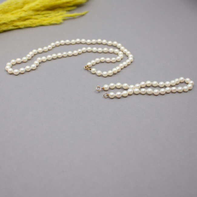 Perlen Kette+Armband mit 585er Goldschließe Detail