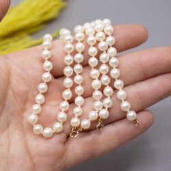Perlen Kette+Armband mit 585er Goldschließe Groesse