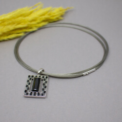 Pierre Lang silbergrauer Halsreif mit Anhänger Pierre Lang Draht-Kette & Anhaenger