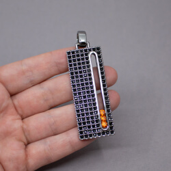 Eleganter Pierre Lang Anhänger in Schwarz u. Orange Bild 3 Pierre Lang geschwaerzter Anhaenger Groesse