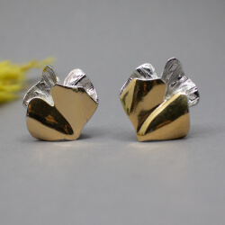 Pierre Lang, gold/silberne Ohrclips 'Ginkgo' Pierre Lang Ginko Ohrclips, Detail