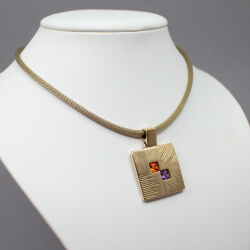Pierre Lang goldene Kette mit Anhänger Pierre Lang goldene Halskette mit Farbsteinen