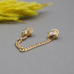 Pierre Lang goldene Kragenbrosche mit Glitzerstein Pierre Lang goldene Kragenbrosche, Detail