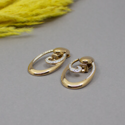 Pierre Lang goldene Ohrclips 'Kringel' mit Glitzer Pierre Lang goldene Ohrclips 'Kringel' mit Glitzerstein Front