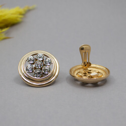 Pierre Lang goldene Ohrclips 'Glitzerblume' Rueckseite