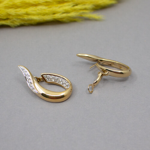 Pierre Lang goldene Ohrringe 'Schlaufe' mit Glitzerstein