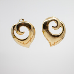 Vintage Ohrringe Pierre Lang goldene 'Herz Spirale' Pierre Lang goldene Ohrringe 'Spirale' haengend