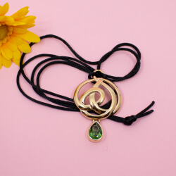 Pierre Lang goldener Anhänger mit grünen Tropfen Bild 3 Pierre Lang goldener Anhaenger gruener Stein