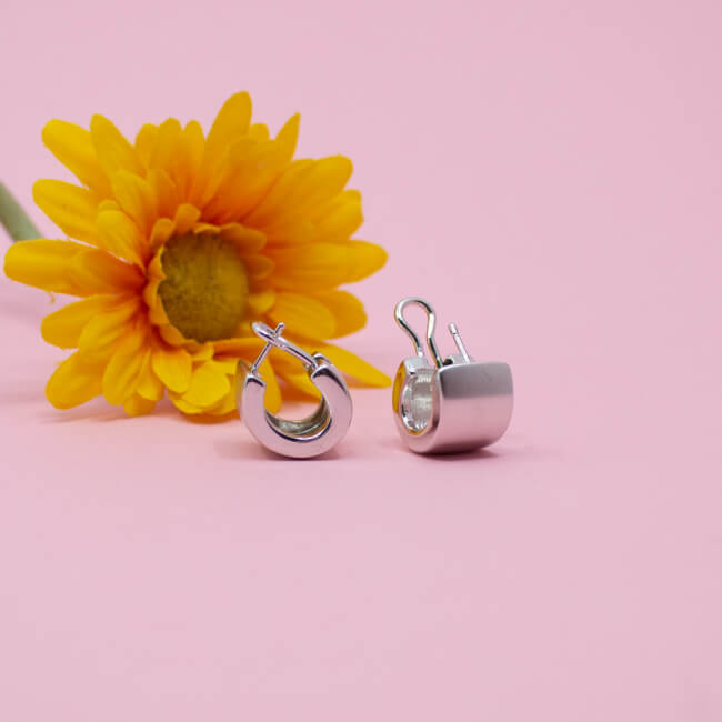 Pierre Lang zeitlose Creolen hochwertig Rhodiniert Bild 1 Pierre Lang silberne gebuerstete Creolen Detail