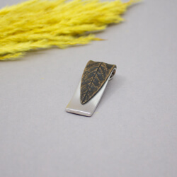 Pierre Lang großer Anhänger mit Blattmotiv Pierre Lang silberner Anhaenger 'Blatt'